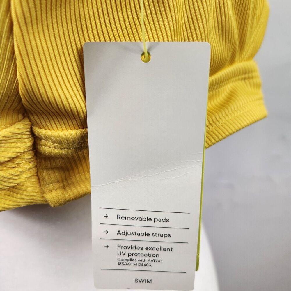 NWT All In Motion Yellow Ribbed Swim Bikini Top Racerback Size XL - Picture 4 of 7